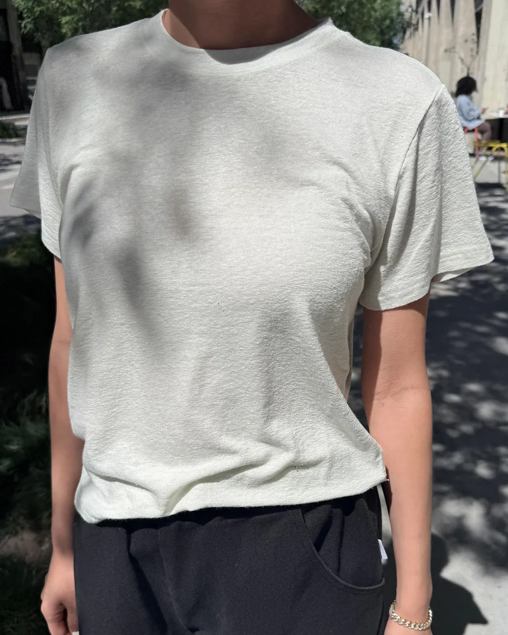 Bo Linen Blend Tee - Salt - Image 3