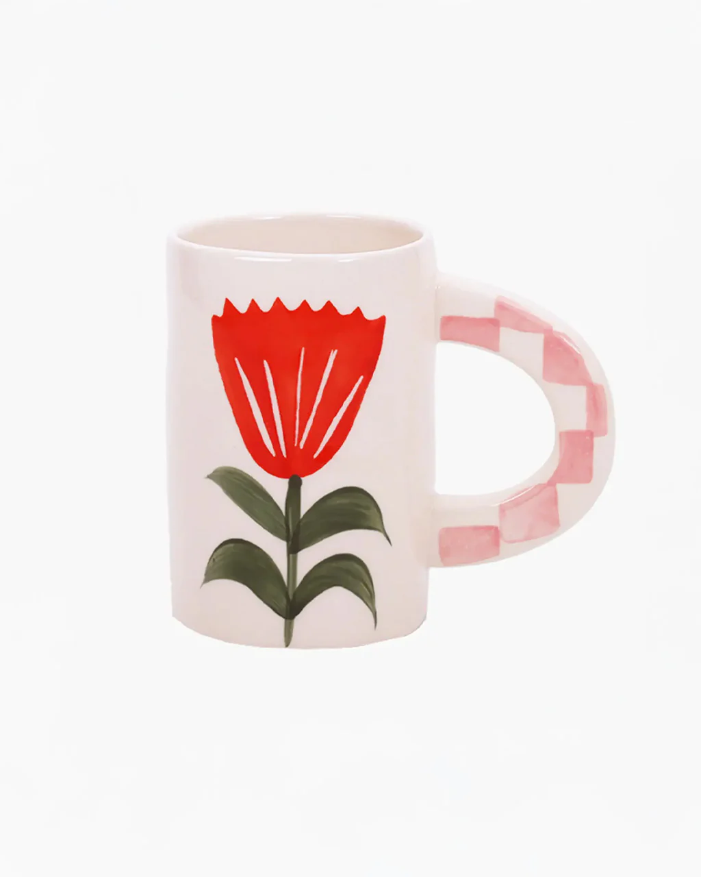 Ceramic Coffee Mug - Red Flowers