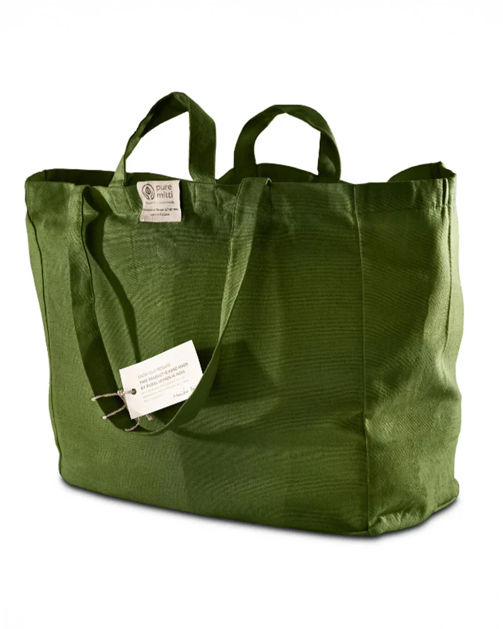 Cotton 6-Pocket Tote Bag - Sage Green - Image 3