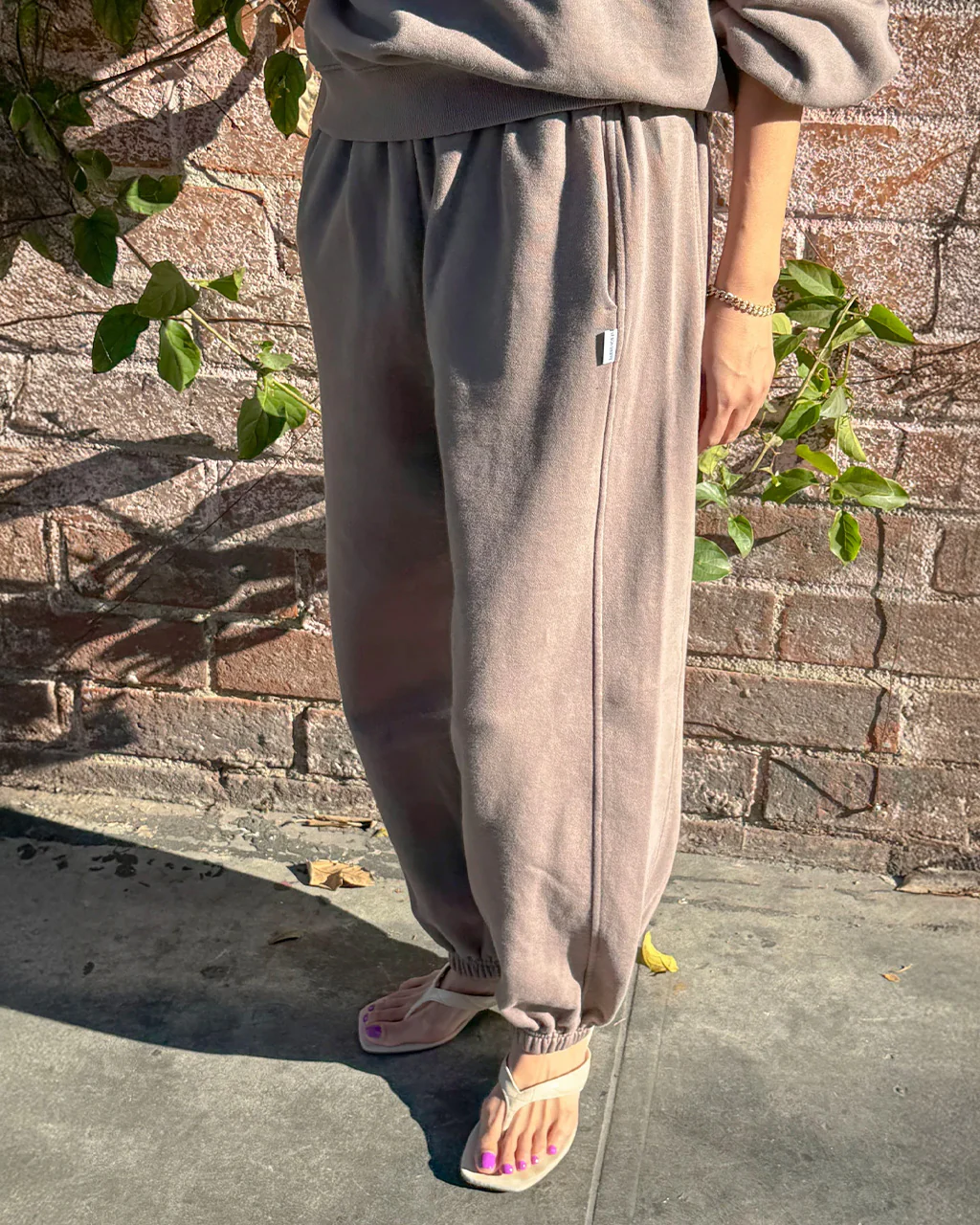 French Terry Balloon Pants - Mushroom - Image 2