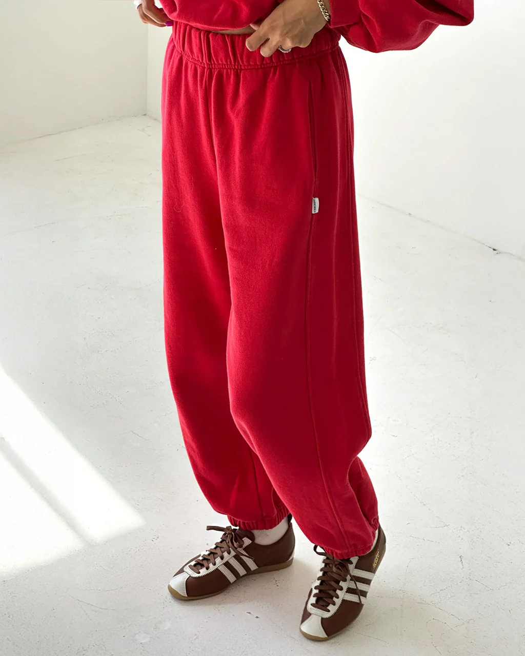 French Terry Balloon Pants - Red Tulip - Image 2