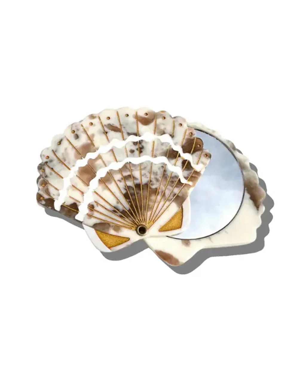 Hand-Painted Seashell Compact Mirror - Image 2