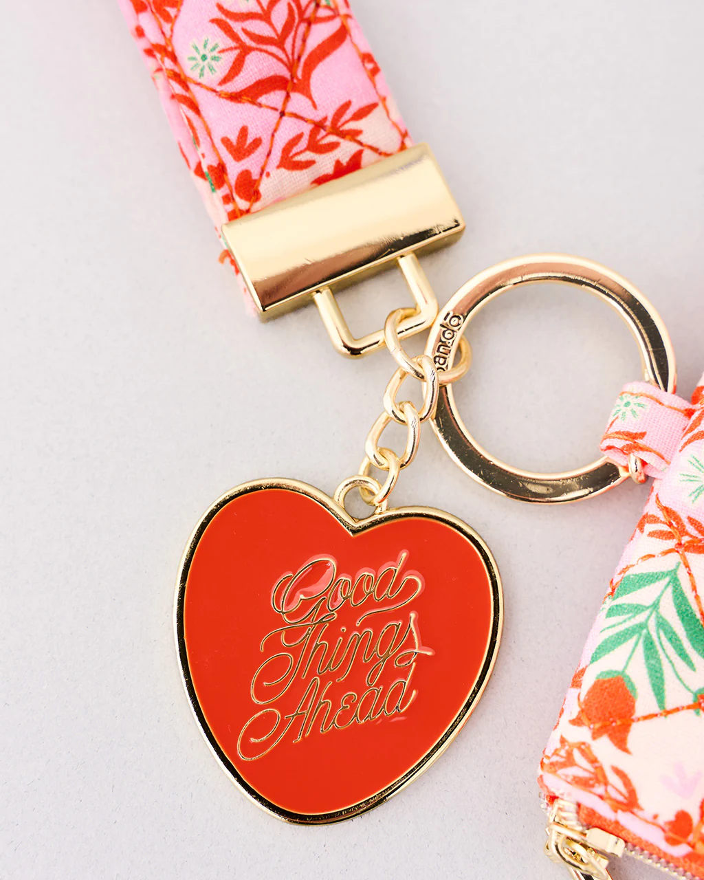 Lanyard Keychain - Pink Tile Floral - Image 3