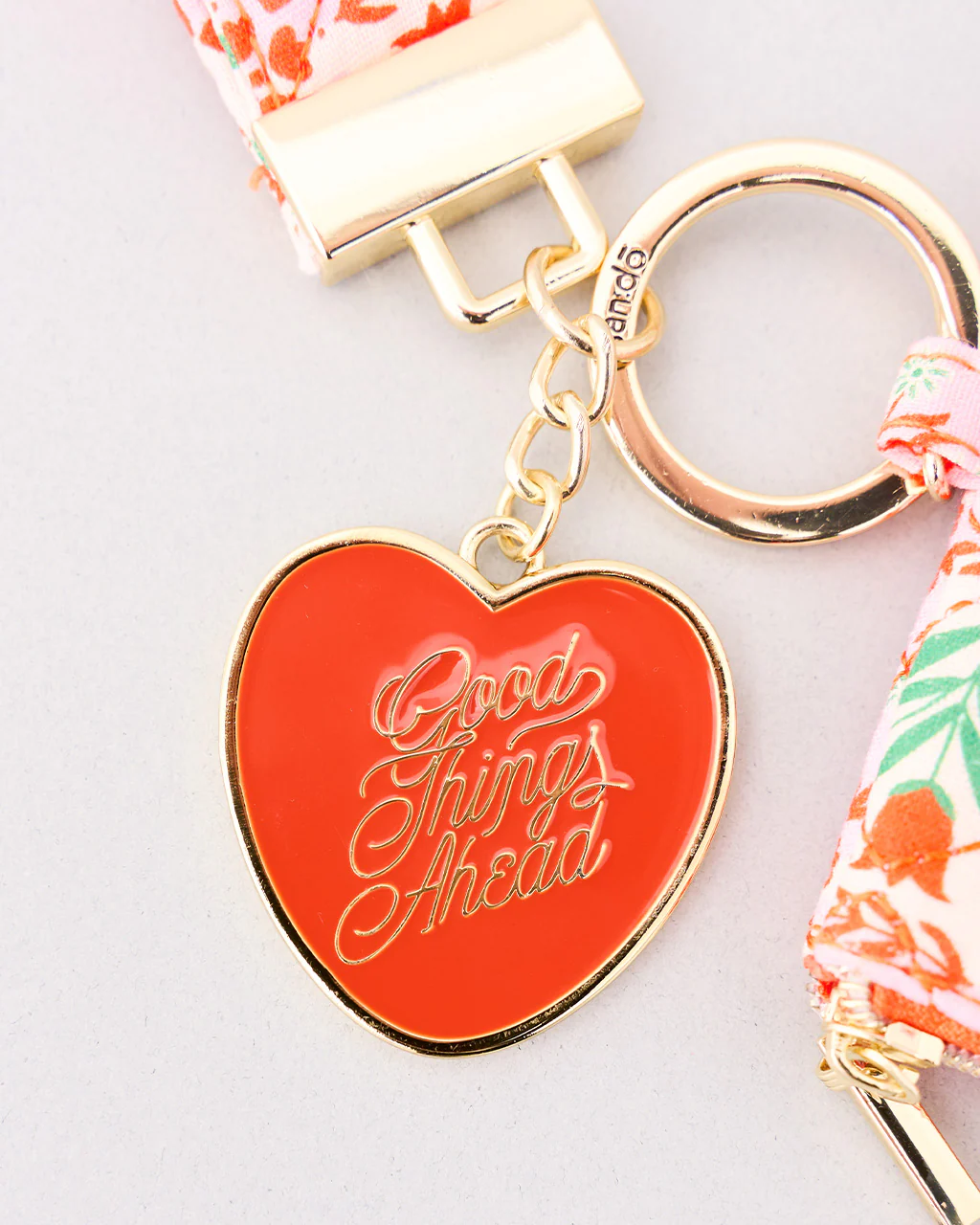 Lanyard Keychain - Pink Tile Floral - Image 5