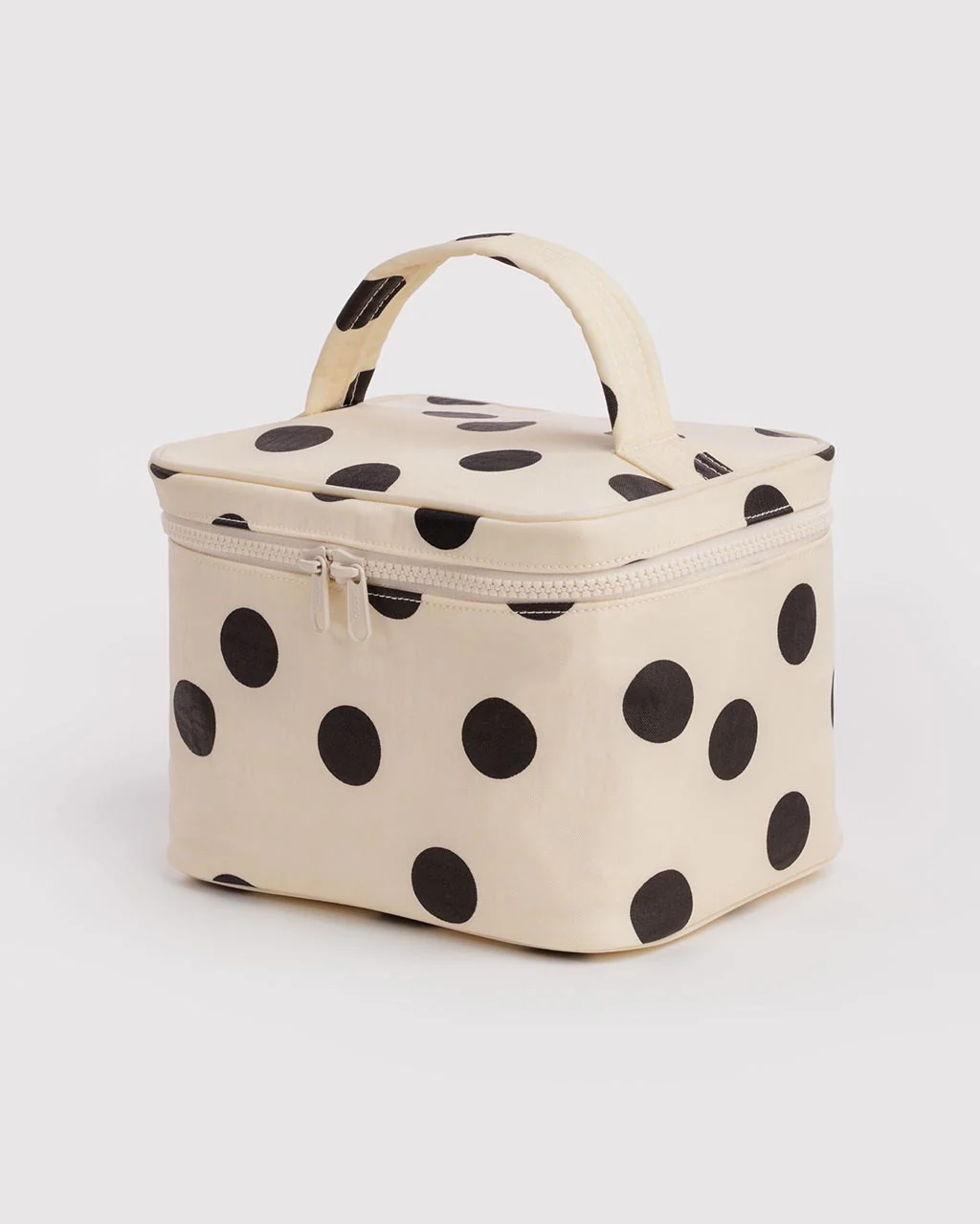 Large Cosmetic Case - Cream And Black Polka Dot