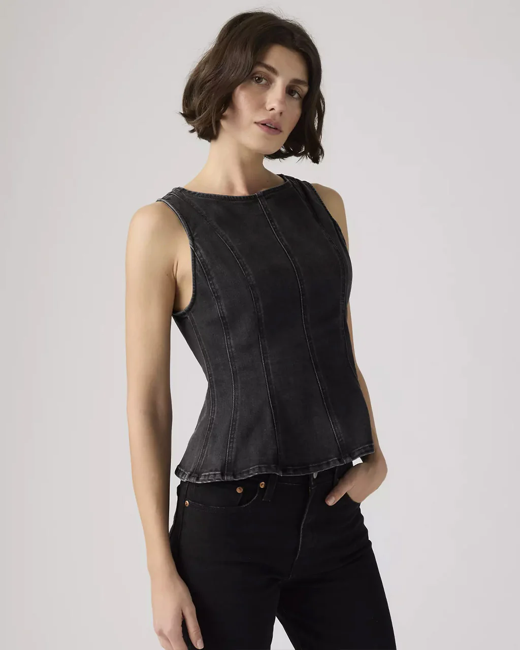 Leighton Peplum Top - NY Nights - Image 4