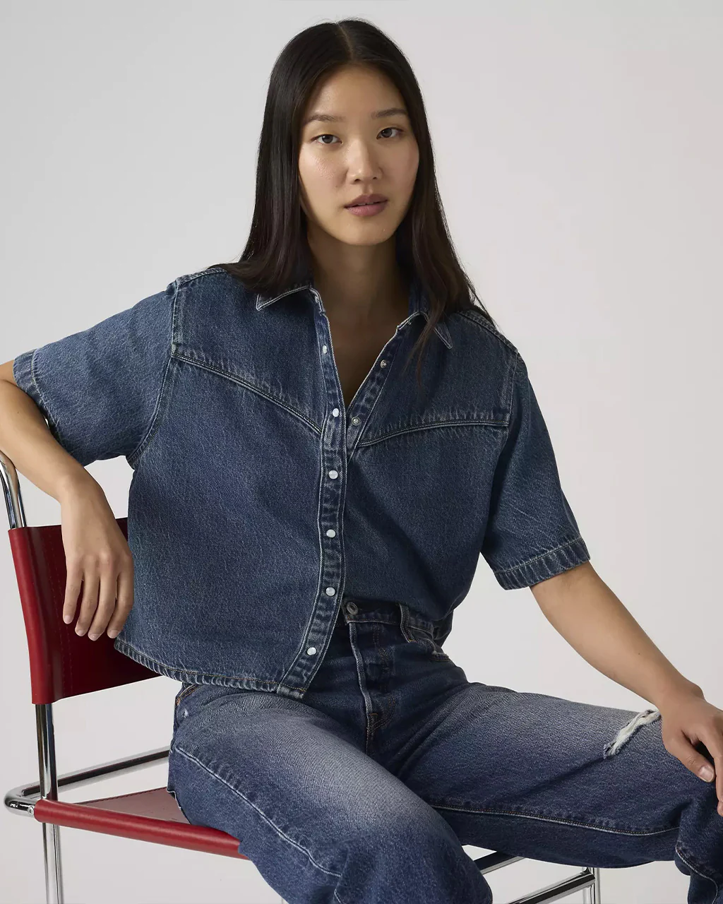 Logan Short Sleeve Denim Shirt - Tinted Times - Image 4