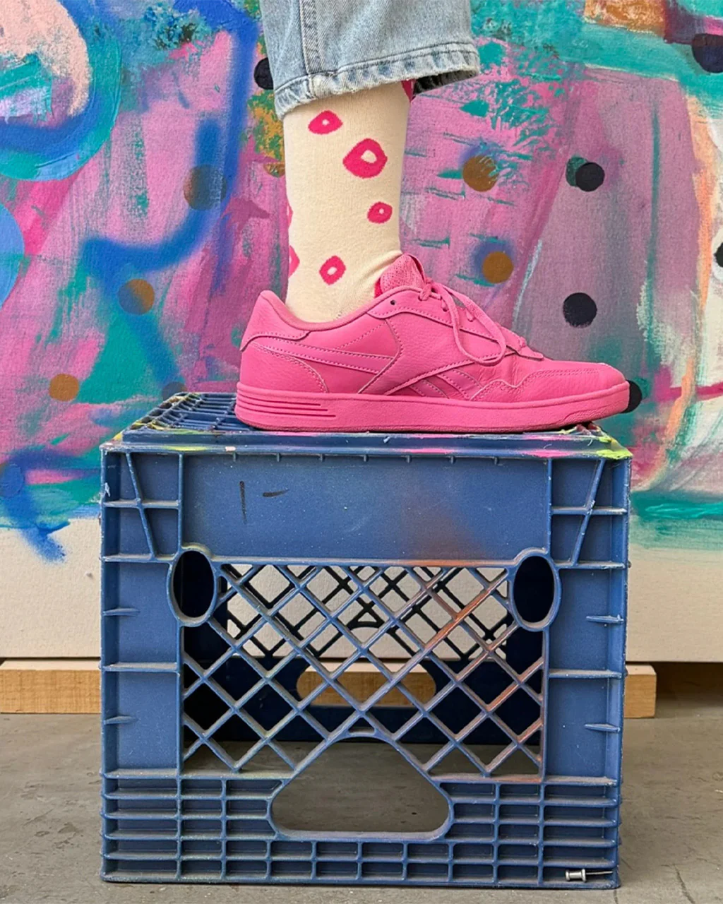 Lucy Crew Socks - Hot Pink + Natural - Image 2