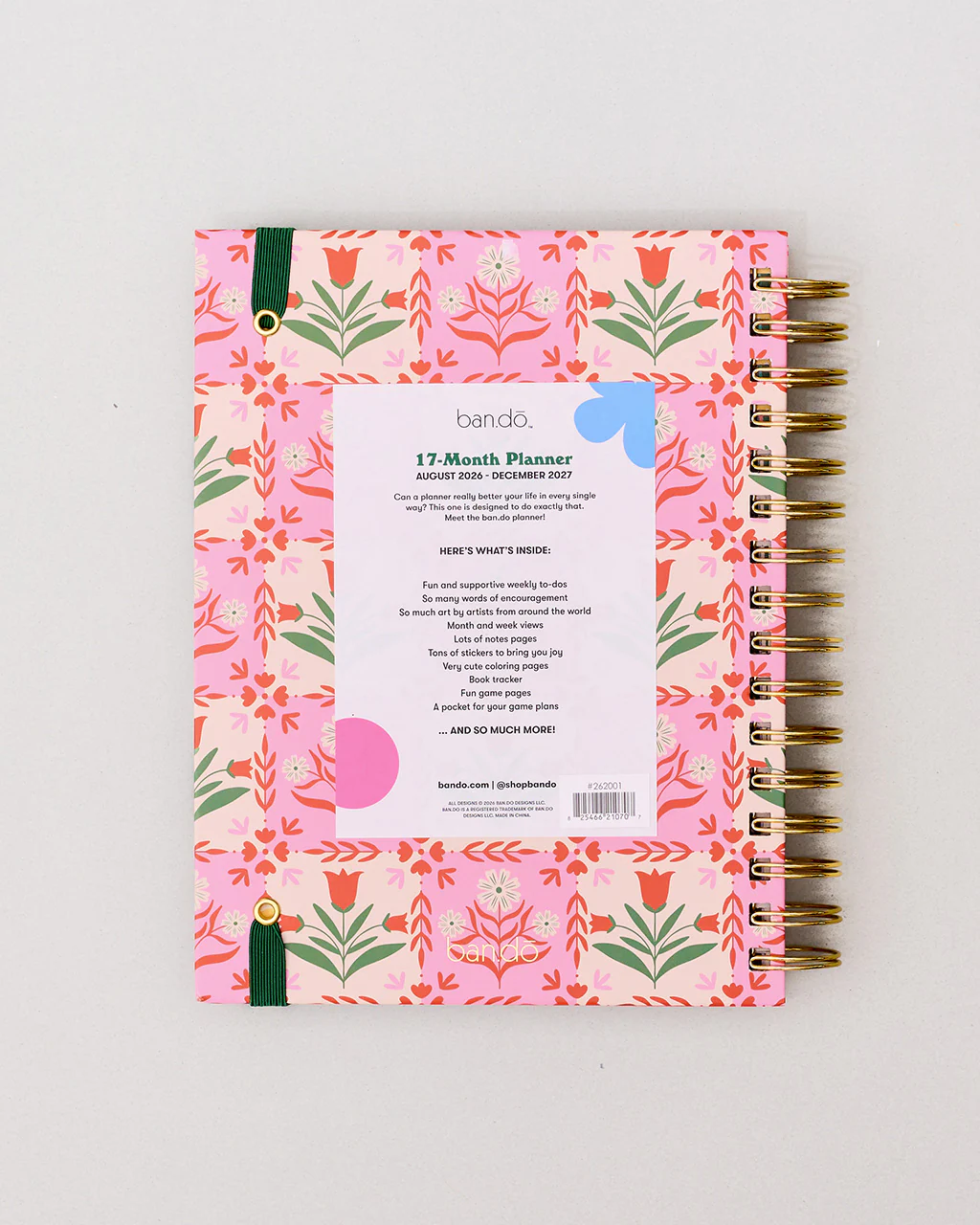 Medium 17-Month Academic Planner - Pink Tile Floral - Image 23