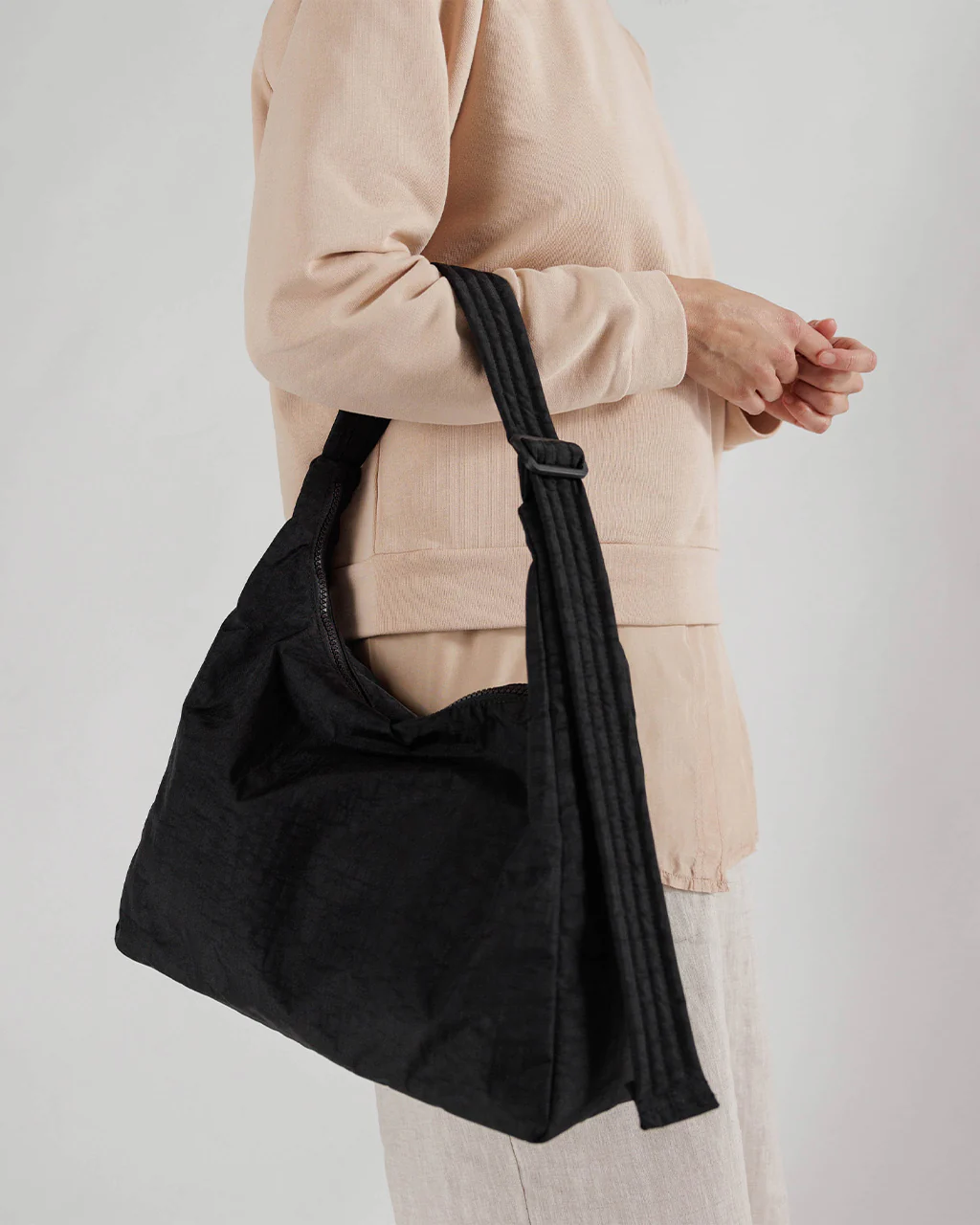Nylon Shoulder Bag - Black - Image 2