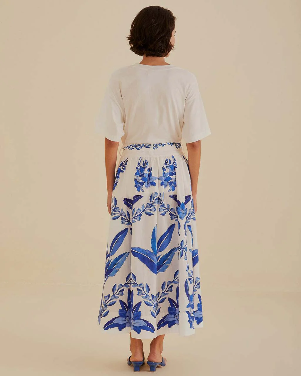 Off-White Blue Yard Organic Cotton Midi Skirt - Image 2