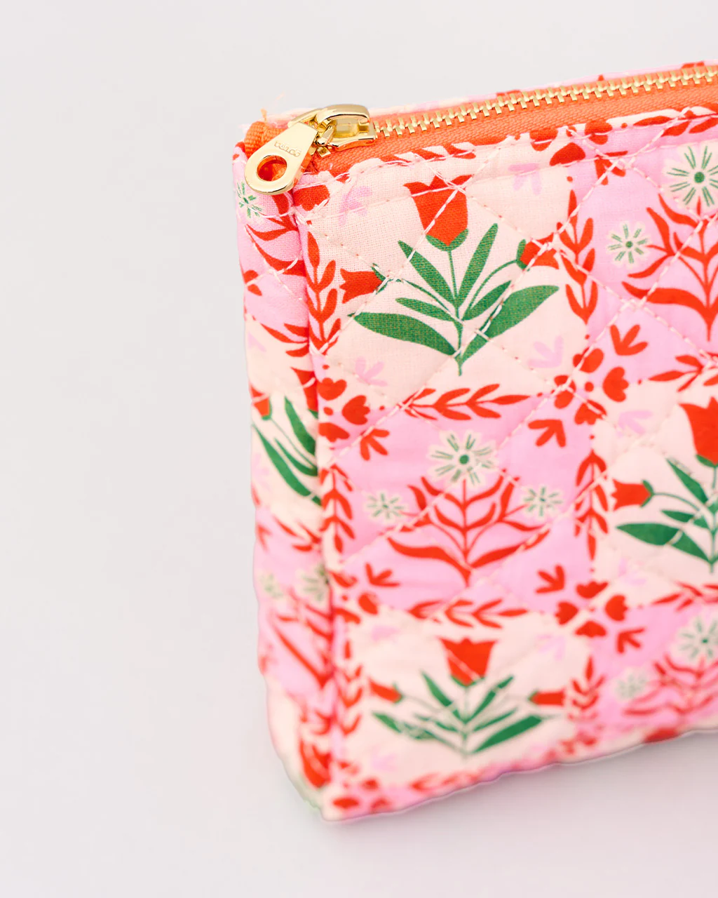 Quilted Pouch - Pink Tile Floral - Image 4
