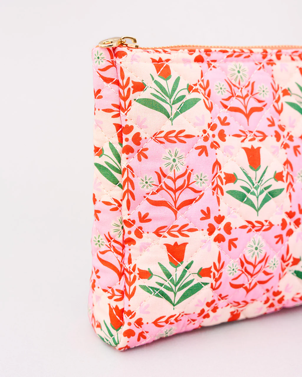 Quilted Pouch - Pink Tile Floral - Image 5