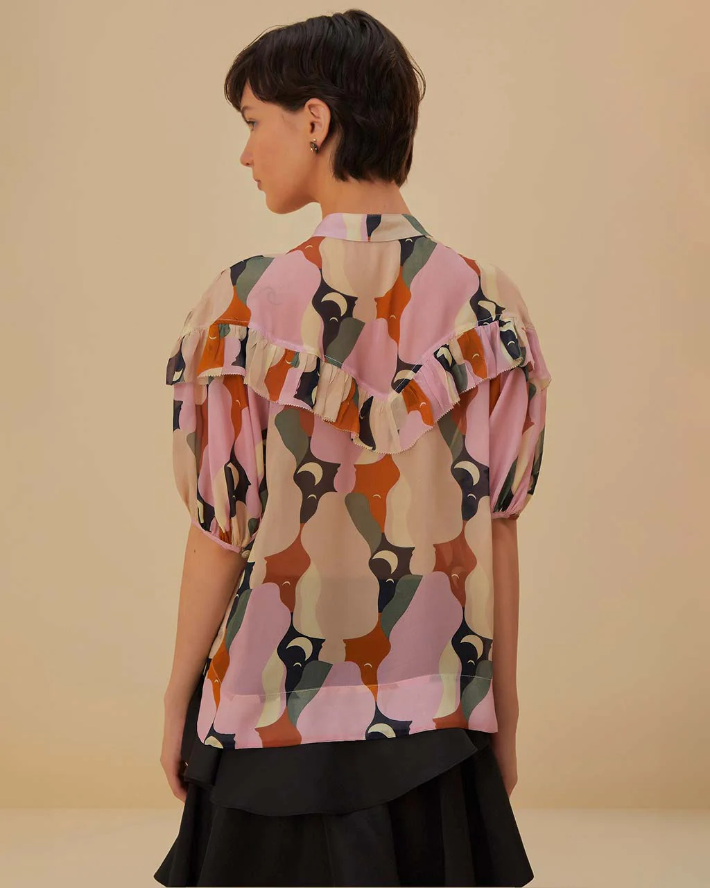 The Kiss Multicolor Short Sleeve Blouse - Image 2